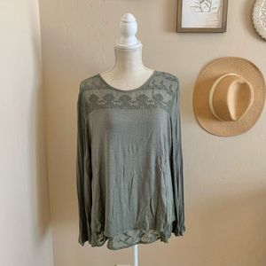 Anthropologie Adiva Long Sleeve Sheer Layer Top